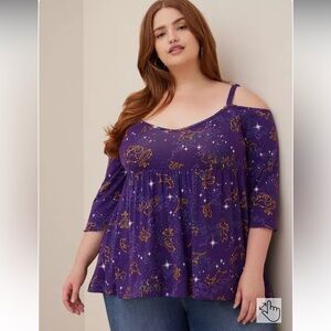 Torrid Disney Princess Purple and Yellow Top